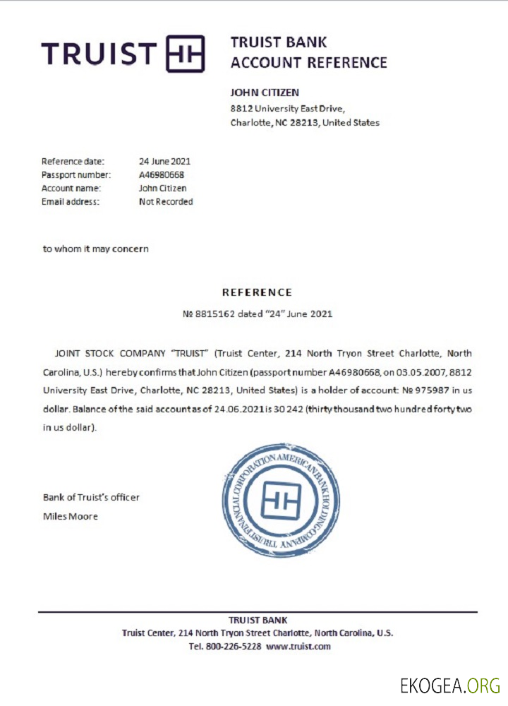 USA , Truist bank , reference